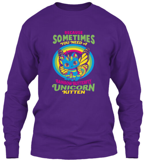 Rainbow Butterfly Unicorn Kitten Shirt