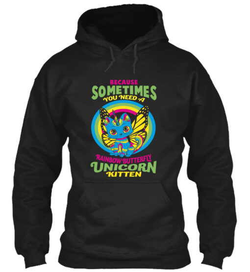 Rainbow Butterfly Unicorn Kitten Shirt