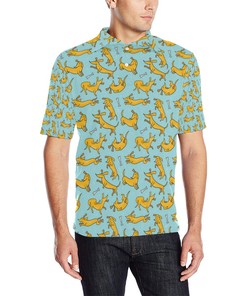 Dachshund Pattern Print Design 08 Men Polo Shirt