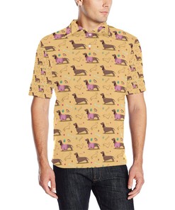 Dachshund Pattern Print Design 07 Men Polo Shirt