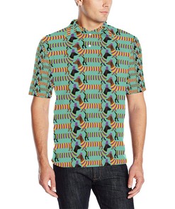 Dachshund Pattern Print Design 05 Men Polo Shirt