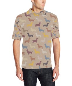 Dachshund Pattern Print Design 03 Men Polo Shirt