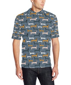 Dachshund Pattern Print Design 012 Men Polo Shirt