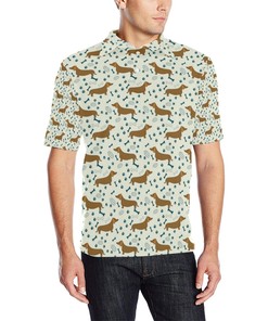 Dachshund Pattern Print Design 01 Men Polo Shirt