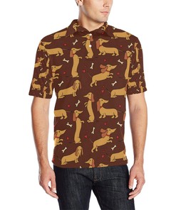 Dachshund Happy Print Pattern Men Polo Shirt