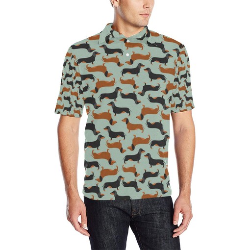 Dachshund Cute Print Pattern Men Polo Shirt