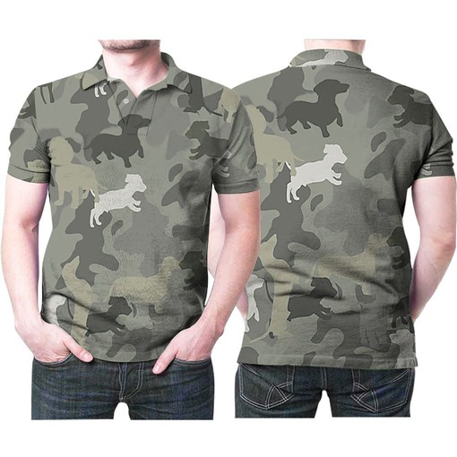 Cute Dachshund Playing Pattern Camouflage 3D Printed Gift For Dog Lover Polo Shirt