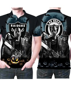 Las Vegas Raiders Michael Myers Freddy Krueger Jason Voorhees Gift For Las Vegas Raiders Fan Polo Shirt