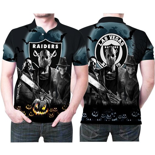 Las Vegas Raiders Michael Myers Freddy Krueger Jason Voorhees Gift For Las Vegas Raiders Fan Polo Shirt