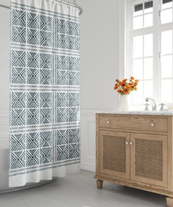 Ethnic Tribal Rustic Shower Curtain, Bohemian Abstract Design for Modern Bathrooms