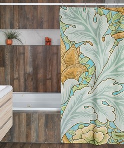 Eco-Friendly Art Nouveau Flower Shower Curtain, Floral Pattern Bathroom Decor