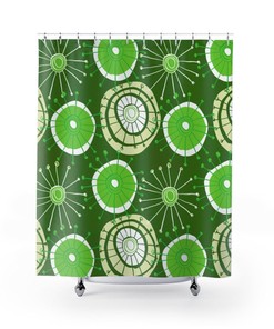 Retro Mid Century Modern Green Shower Curtain, Perfect for Vintage Style Bathroom Decor