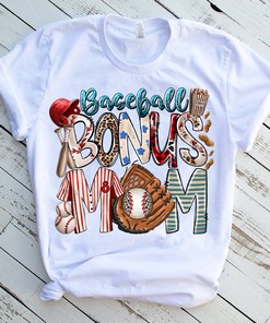Baseball Bonus Mom Tee, Cute Baseball Clipart, Graphic T-Shirt