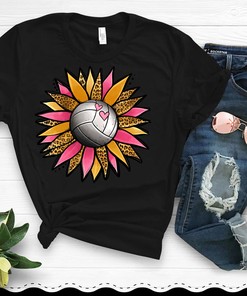 Volleyball Sunflower - Leopard Volleyball T-Shirt, Hoodie, And Sweatshirt