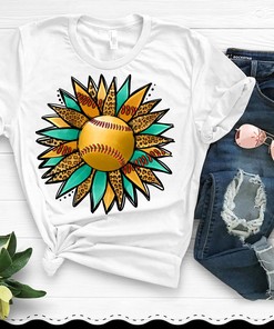Vintage Style Softball Sunflower - Leopard Softball T-Shirt, Hoodie, And Sweatshirt