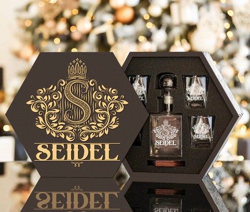SEIDEL - WHISKEY SET (Wooden box + Decanter + 4 Glasses + 4 Coasters) - Image 2