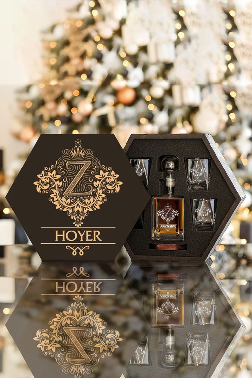 Hoyer Whiskey Set (Wooden box + Decanter + 4 Glasses + 4 Coasters) - Image 6