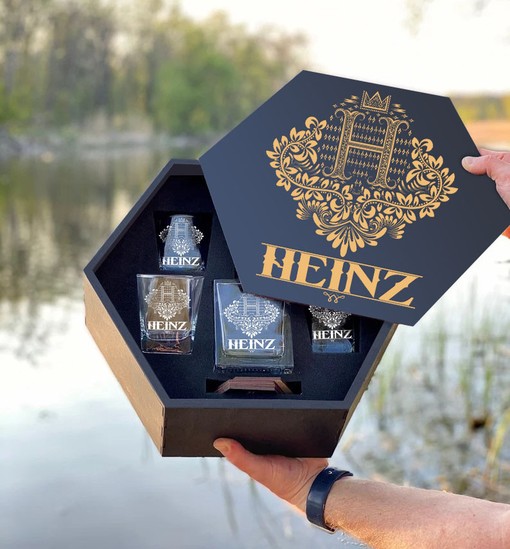 HEINZ - WHISKEY SET (Wooden box + Decanter + 4 Glasses + 4 Coasters) - Image 3