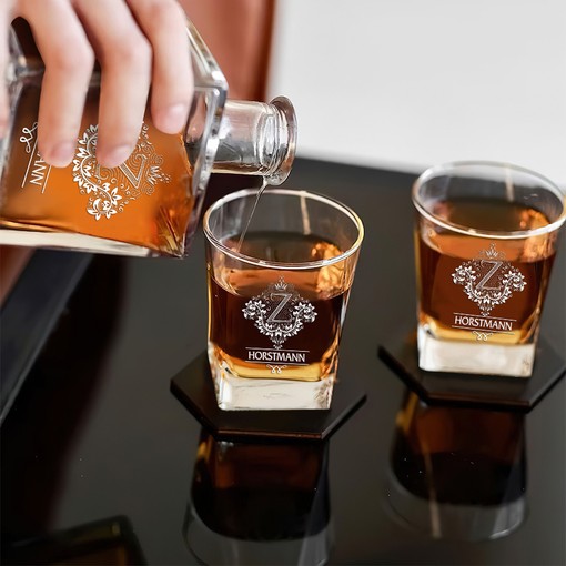 Horstmann Whiskey Set (Wooden box + Decanter + 4 Glasses + 4 Coasters) - Image 3