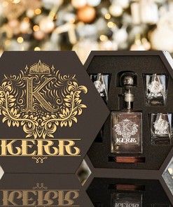 KERR - WHISKEY SET (Wooden box + Decanter + 4 Glasses + 4 Coasters)