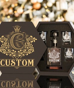 VERA - WHISKEY SET (Wooden box + Decanter + 4 Glasses + 4 Coasters)