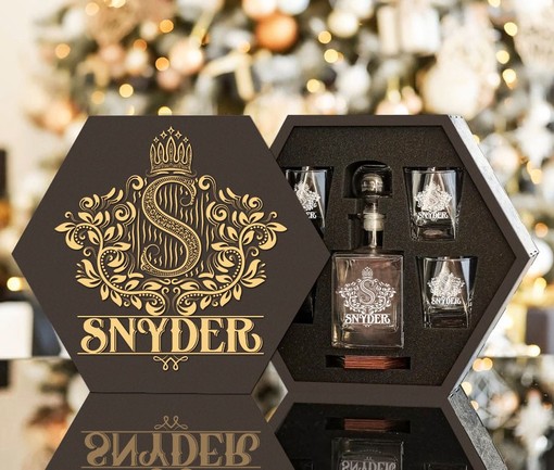SNYDER - WHISKEY SET (Wooden box + Decanter + 4 Glasses + 4 Coasters) - Image 2