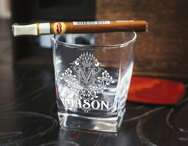 MASON - WHISKEY SET (Wooden box + Decanter + 4 Glasses + 4 Coasters) - Image 3