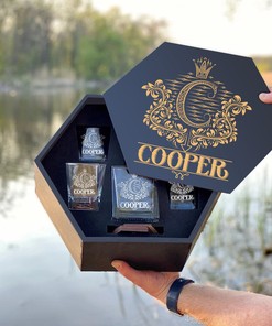 COOPER - WHISKEY SET (Wooden box + Decanter + 4 Glasses + 4 Coasters)