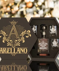 ARELLANO - WHISKEY SET (Wooden box + Decanter + 4 Glasses + 4 Coasters)